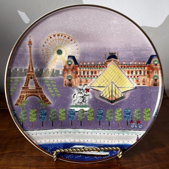 NEW Anthropologie Holiday in the City Stoneware Dessert Plate 2023 Christmas - Picture 1 of 7